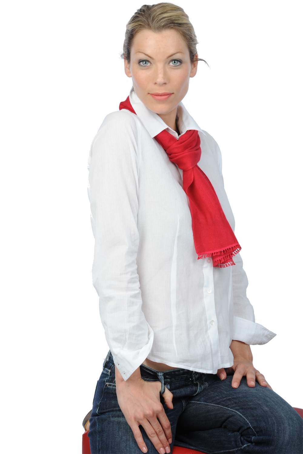 Cashmere & Silk accessories scarves mufflers scarva deep red 170x25cm